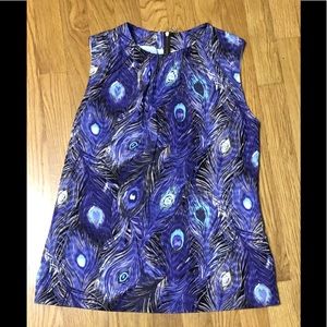 Tory Burch peacock feather tank silk blend